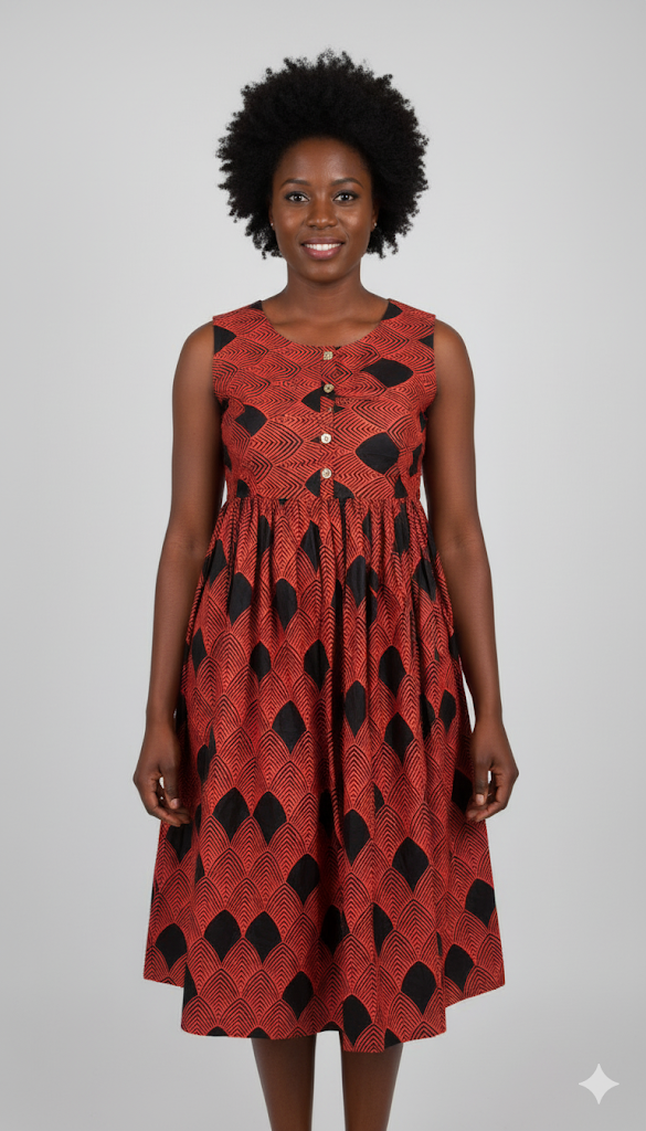 Vibrant Purple & Pink Floral Kabba Dress with Orange Lace Detail