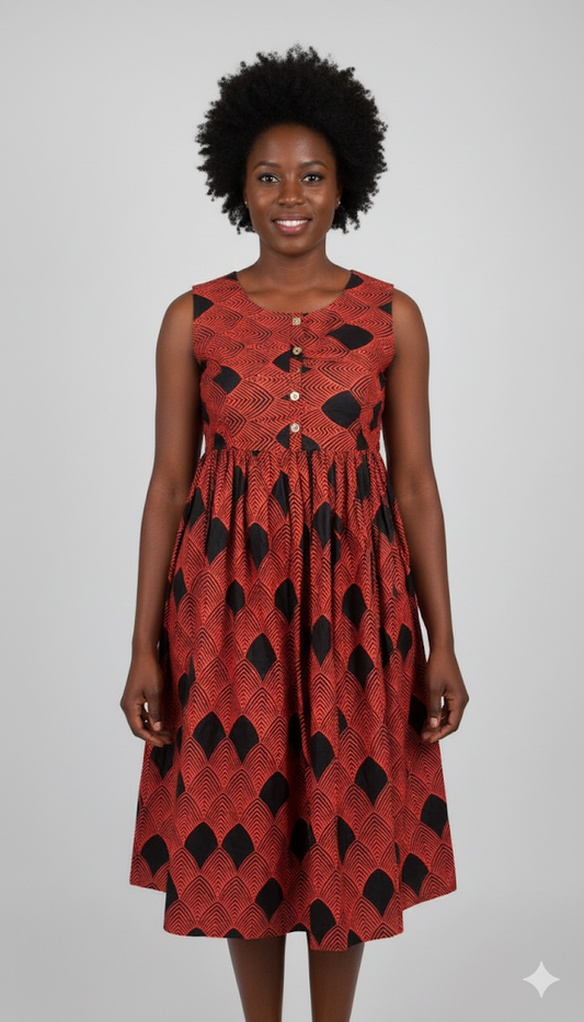 Vibrant Purple & Pink Floral Kabba Dress with Orange Lace Detail