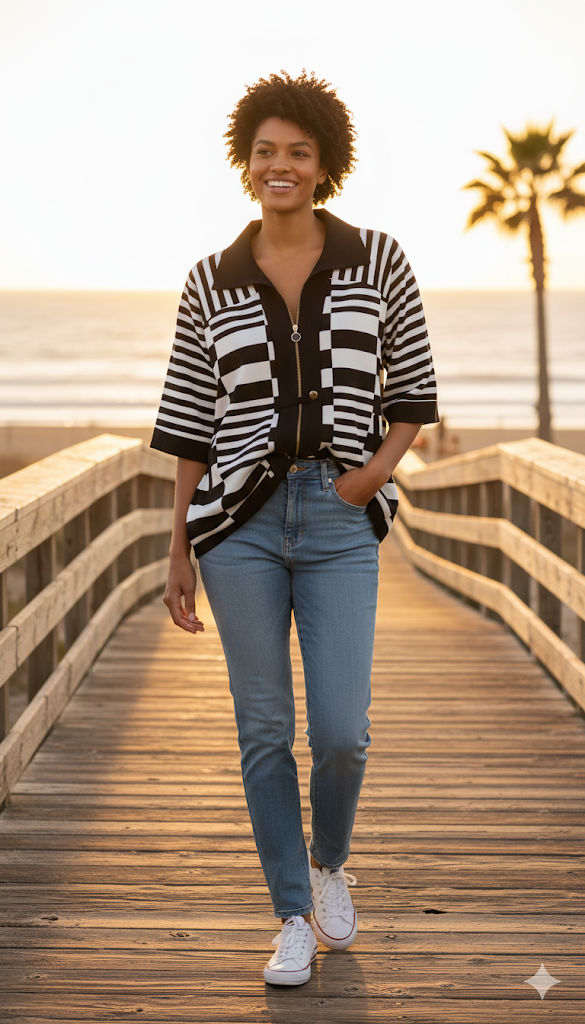 The "Coastal" Striped Ribbed Top