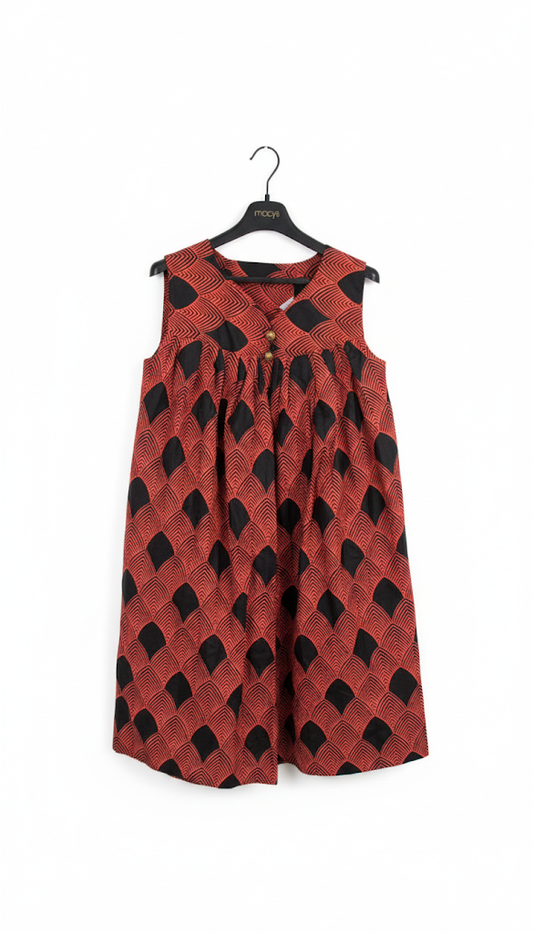 Vibrant Purple & Pink Floral Kabba Dress with Orange Lace Detail